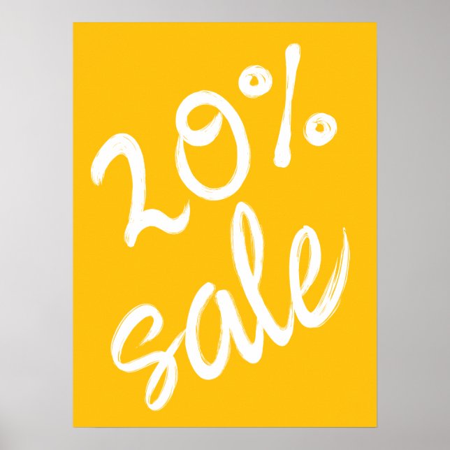 Póster 20% Rótulo de venta, 18x24 Venta amarilla (Frente)