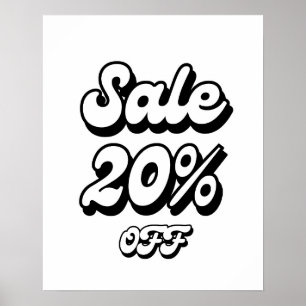 Póster 20% Rótulo de venta, 20% descuento Rótulo, venta a