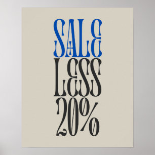 Póster 20% Rótulo de venta, tienda minorista / Poster de