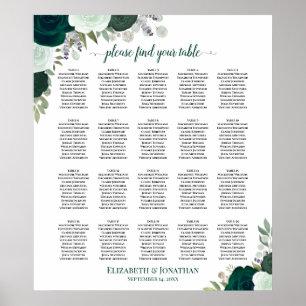 Póster 20 Tabla de asientos de Boda floral de Boho esmera
