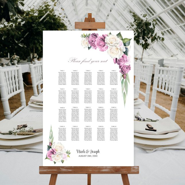 Póster 20 Tabla De Asientos Florales De Rosa Blanca Rosa (Subido por el creador)