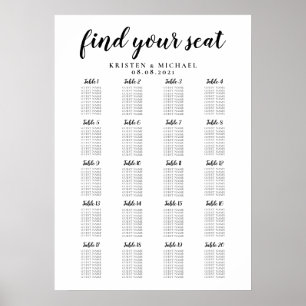 Póster 20 Tabla de asientos para invitados grandes Bodas