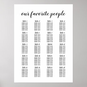 Póster 20 Tabla de asientos para invitados grandes Bodas