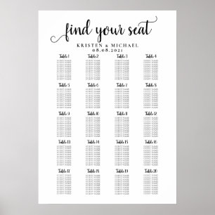 Póster 20 Tabla de asientos para invitados grandes Bodas