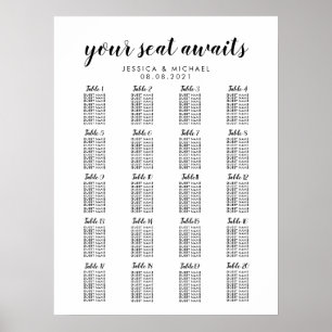 Póster 20 Tabla de asientos para invitados grandes Bodas