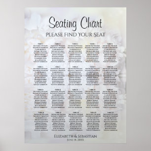 Póster 20 Tabla de Reflexiones Blancas Tabla de asientos 
