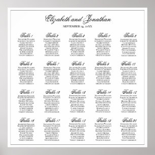 Póster 20 Tabla Sencilla Elegancia Boda Tabla de asientos
