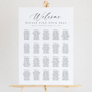 Póster 20 tablas Tabla de asientos de bienvenida