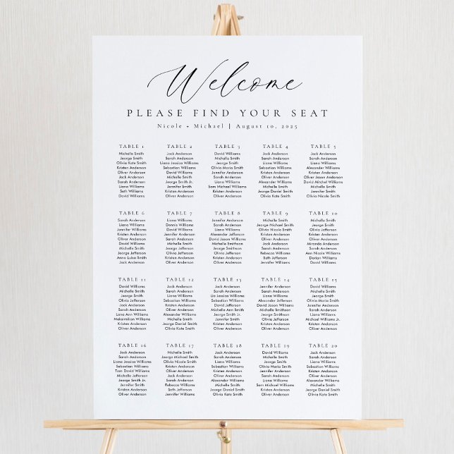 Póster 20 tablas Tabla de asientos de bienvenida (Subido por el creador)