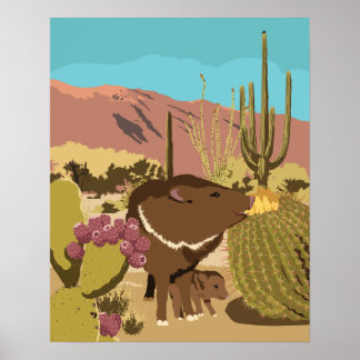 Póster 20"x16" en el suroeste de Javelina