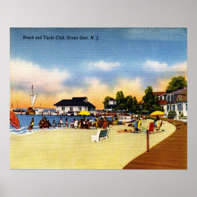 Póster 20 x 16 Beach and Yacht Club Ocean Gate NJ (Frente)