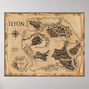 Póster 20" x 16" poster del mapa de Ilyon (mate)