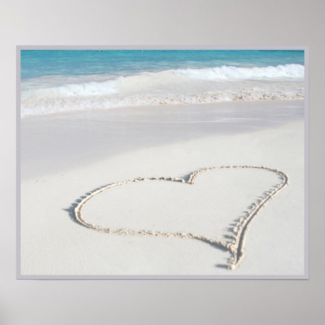 Póster 20x16 Heart on the Beach Wall Art (Frente)