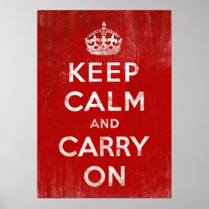 Póster 20x28 Rojo Vintage Trastorno Mantenerse Tranquilo