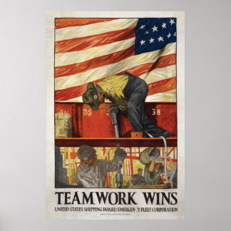 Póster 20x30 Ganó el trabajo en equipo, poster motivacion