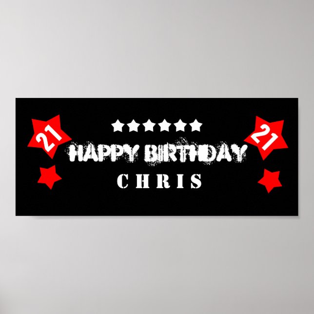 Póster 21.ª Estrella de Cumpleaños Nombre Personalizado V (Frente)