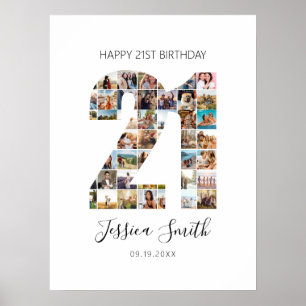 Póster 21.º Collage de fotos de cumpleaños