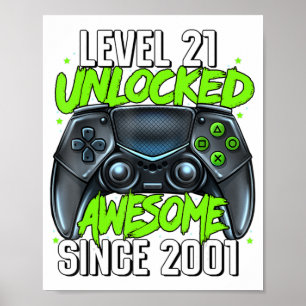 Póster 21.ᵉʳ natthday Gaming Level 21 Unlocked Awesome Si