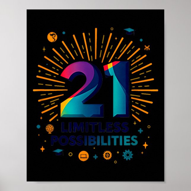 Póster 21 Limitless Ssibilities Birthday Gift Insration  (Frente)