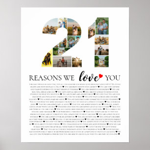Póster 21 razones por las que te amamos en la foto de tu 