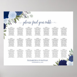Póster 21 Tabla de asientos de Bodas Florales de Boho Azu
