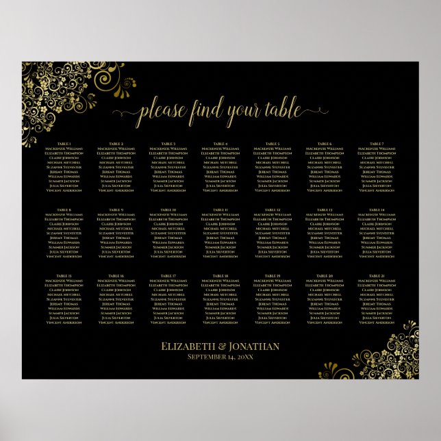 Póster 21 Tabla de asientos para Bodas de mesa Fragmentos (Frente)