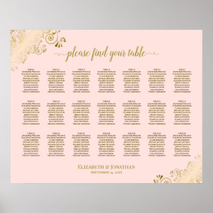 Póster 21 Tabla de asientos para Bodas de mesa Rubor Rosa