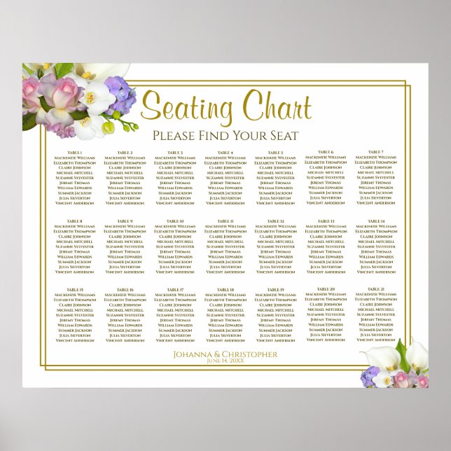 Póster 21 Tabla de asientos para Bodas de pastel floral (Frente)