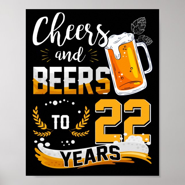 Póster 22ª Fiesta De Cumpleaños Saludos Y Cervezas A 22 A (Frente)
