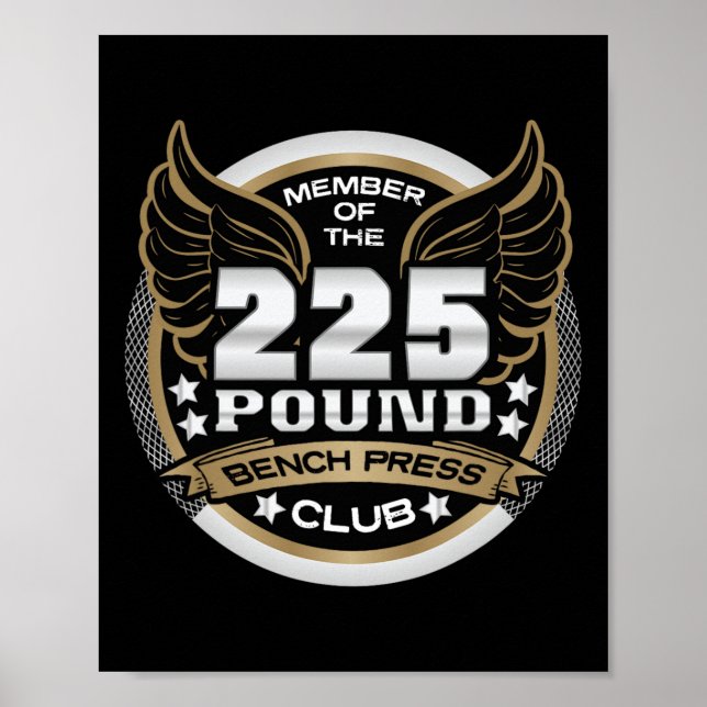 Póster 225 Pound Bench Press Club For Powerlifter Weightl (Frente)