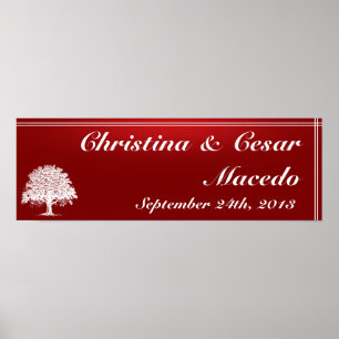 Póster 22.5"x7.5" Árbol blanco personalizado Franja negra