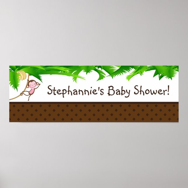 Póster 22.5"x7.5" Banner personalizado Monkey Swing Zoo (Frente)