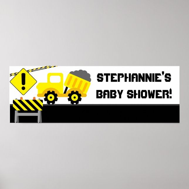 Póster 22.5"x7.5" Construcción de pancartas personalizada (Frente)