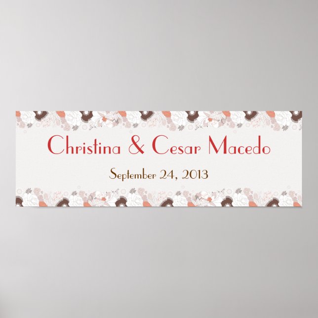 Póster 22.5"x7.5" Coral de banner personalizado Marrón ro (Frente)