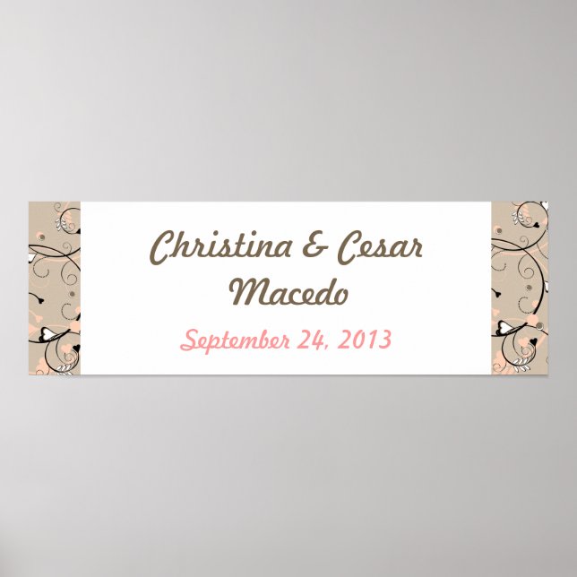 Póster 22.5"x7.5" Coral de luz personalizado rosa/marrón  (Frente)