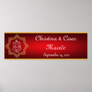 Póster 22.5"x7.5" Lord Ganesha/Hindu Red Spi