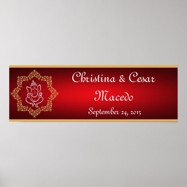 Póster 22.5"x7.5" Lord Ganesha/Hindu Red Spi (Frente)