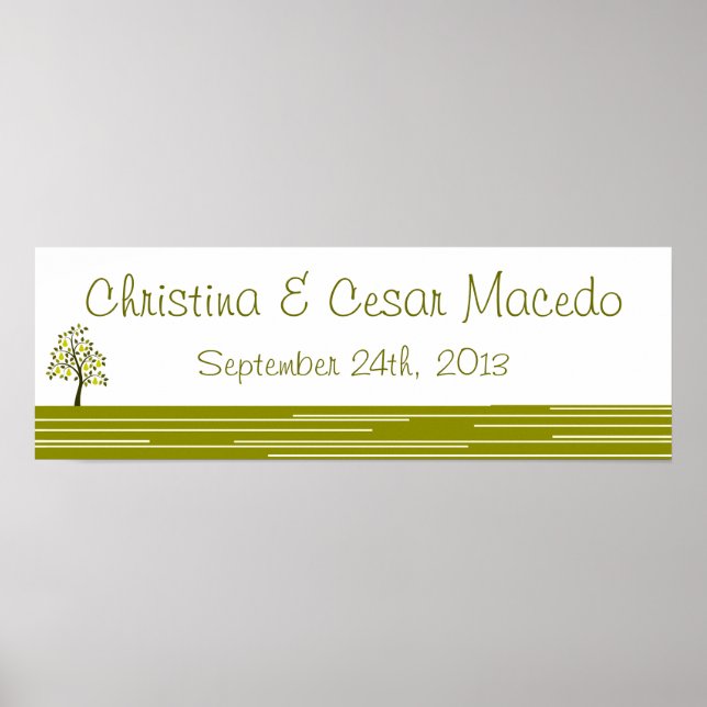 Póster 22.5"x7.5" Papel personalizado Fruta verde de la p (Frente)