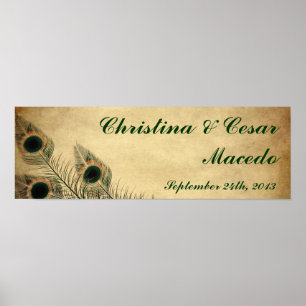 Póster 22,5" x7,5" Pavo Real de pavo real personalizado