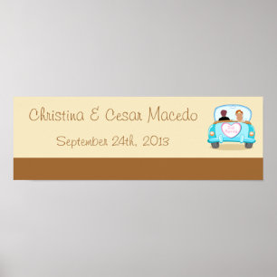 Póster 22.5"x7.5" Personalizado acaba de casarse con pare