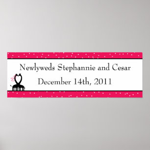 Póster 22.5"x7.5" Personalizado Hot Pink/Black Giraffe Lo