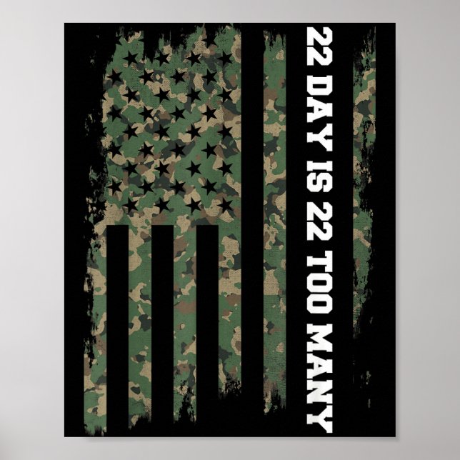 Póster 22 A Day Veteran Lives Army Suicide Awareness  (Frente)