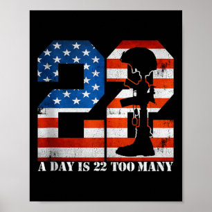 Póster 22 al día es 22 demasiado muchas vidas de veterano