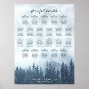 Póster 22 Mesa Árboles de Pino Azul Gráfico de Asientos d