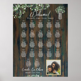 Póster 22 Mesa Madera Rústica Gypsophila Fotografía de la