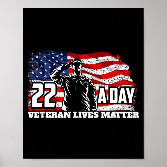 Póster 22 Per Day Veteran Lives Suicide Awareness Usa Fla (Frente)