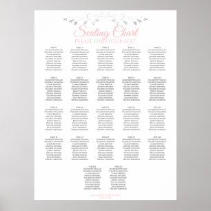 Póster 22 Tabla de asientos Boda rosa y gris