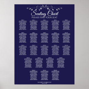 Póster 22 Tabla Elegante Boda azul de la Marina
