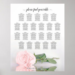 Póster 22 Tabla Elegante De Asientos Boda Rosa Rosa
