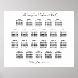 Póster 22 Tabla Gráfico de Asientos Minimalista Elegante